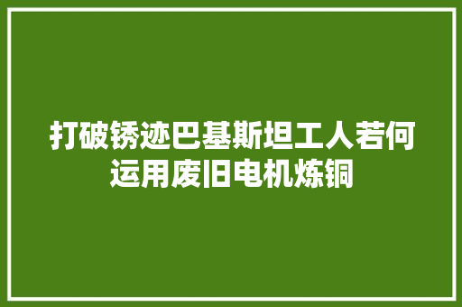 打破锈迹巴基斯坦工人若何运用废旧电机炼铜