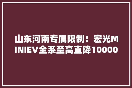 山东河南专属限制！宏光MINIEV全系至高直降10000元