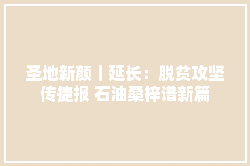 圣地新颜丨延长：脱贫攻坚传捷报 石油桑梓谱新篇