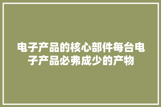 电子产品的核心部件每台电子产品必弗成少的产物