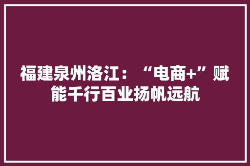 福建泉州洛江：“电商+”赋能千行百业扬帆远航
