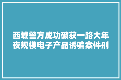 西城警方成功破获一路大年夜规模电子产品诱骗案件刑拘6人
