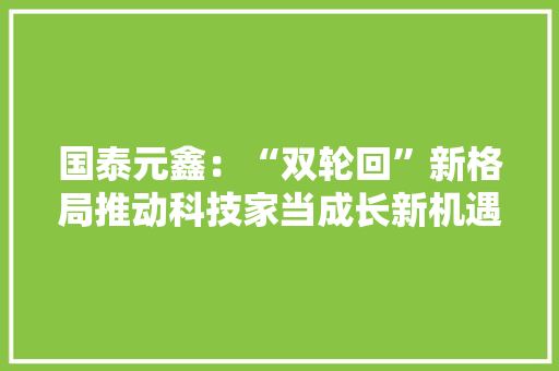 国泰元鑫：“双轮回”新格局推动科技家当成长新机遇