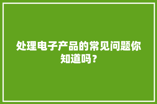 处理电子产品的常见问题你知道吗？ 处理电子产品的常见问题你知道吗？ 人工智能