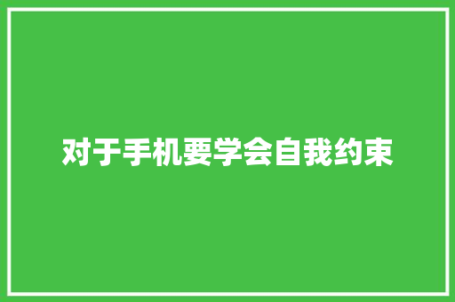 对于手机要学会自我约束 对于手机要学会自我约束 人工智能