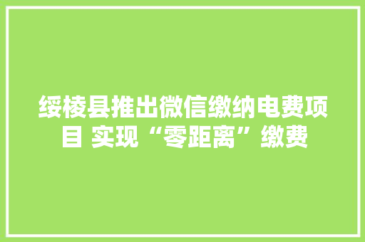 绥棱县推出微信缴纳电费项目 实现“零距离”缴费 绥棱县推出微信缴纳电费项目 实现“零距离”缴费 智能科技
