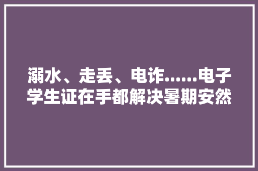 溺水、走丢、电诈......电子学生证在手都解决暑期安然不发愁