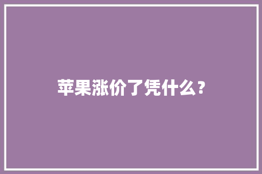 苹果涨价了凭什么？ 苹果涨价了凭什么？ 互联通信