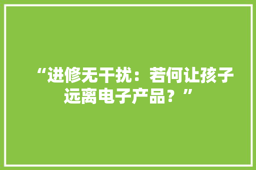 “进修无干扰：若何让孩子远离电子产品？”
