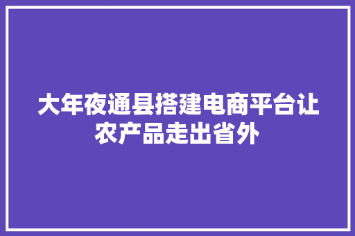 大年夜通县搭建电商平台让农产品走出省外 大年夜通县搭建电商平台让农产品走出省外 人工智能