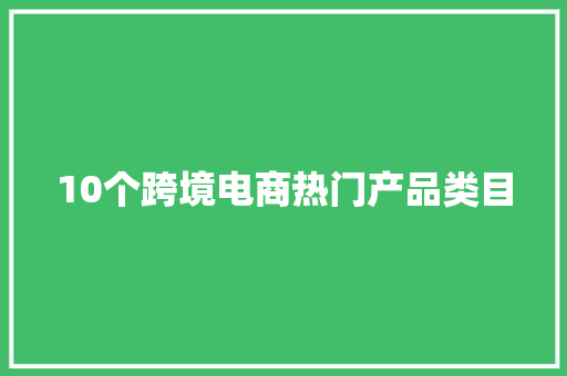 10个跨境电商热门产品类目