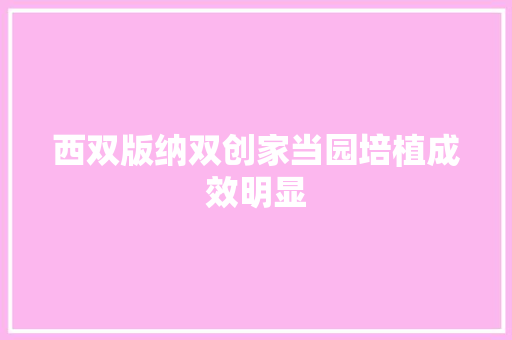西双版纳双创家当园培植成效明显