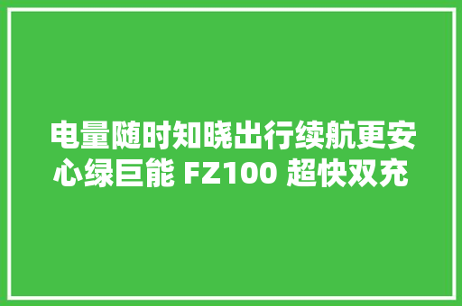 电量随时知晓出行续航更安心绿巨能 FZ100 超快双充电池盒评测