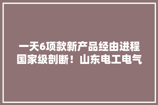 一天6项款新产品经由进程国家级剖断！山东电工电气再次叫响“山东造” 一天6项款新产品经由进程国家级剖断！山东电工电气再次叫响“山东造” 互联通信