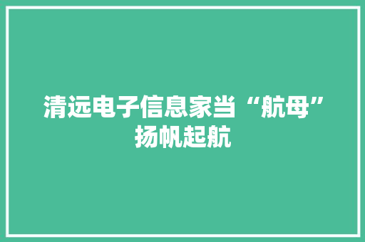 清远电子信息家当“航母”扬帆起航