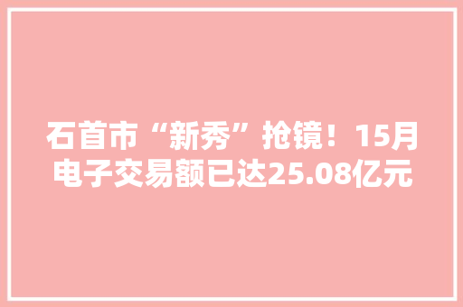 石首市“新秀”抢镜！15月电子交易额已达25.08亿元！