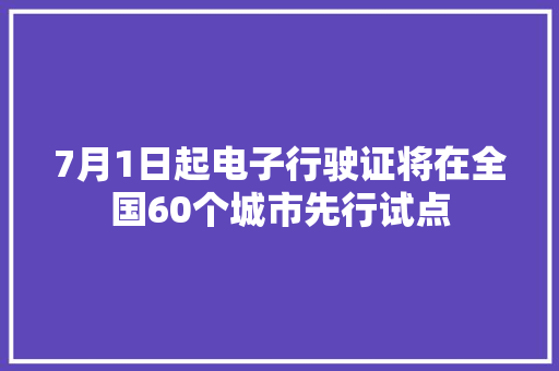 7月1日起电子行驶证将在全国60个城市先行试点 7月1日起电子行驶证将在全国60个城市先行试点 智能科技