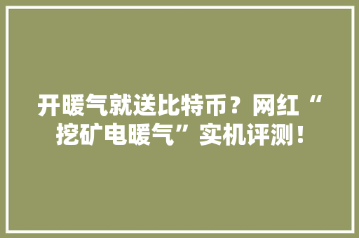 开暖气就送比特币？网红“挖矿电暖气”实机评测！