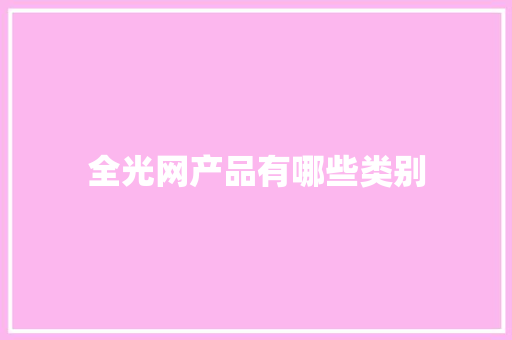 全光网产品有哪些类别