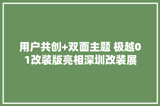 用户共创+双面主题 极越01改装版亮相深圳改装展 用户共创+双面主题 极越01改装版亮相深圳改装展 人工智能