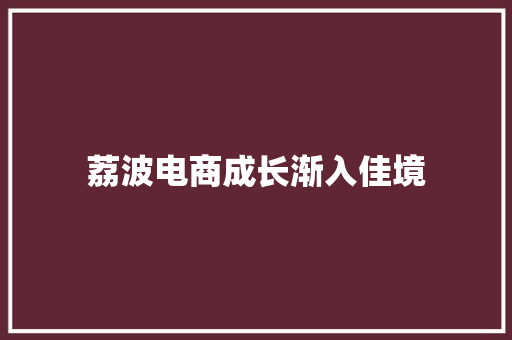 荔波电商成长渐入佳境 荔波电商成长渐入佳境 智能科技