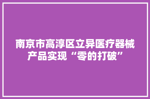 南京市高淳区立异医疗器械产品实现“零的打破”