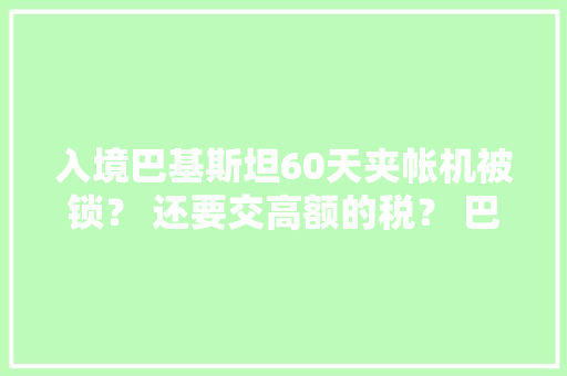 入境巴基斯坦60天夹帐机被锁？ 还要交高额的税？ 巴基...