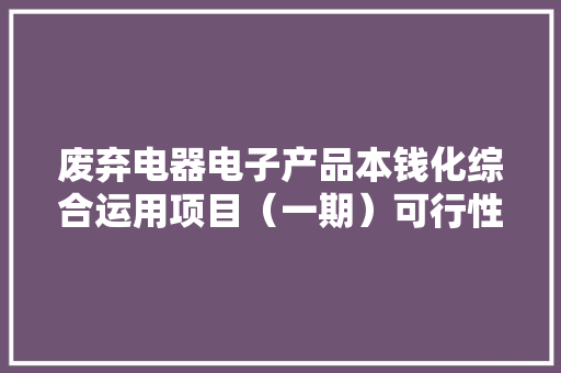 废弃电器电子产品本钱化综合运用项目（一期）可行性研究申报