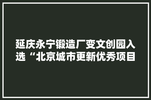 延庆永宁锻造厂变文创园入选“北京城市更新优秀项目”