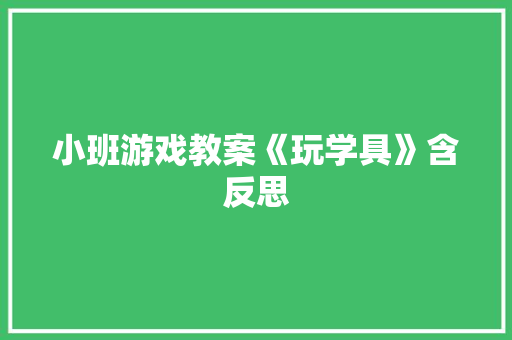 小班游戏教案《玩学具》含反思