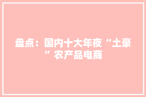 盘点：国内十大年夜“土豪”农产品电商