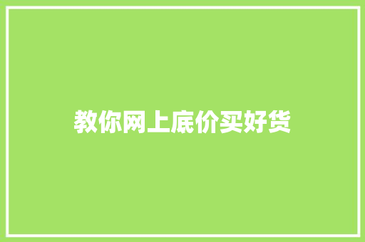 教你网上底价买好货 教你网上底价买好货 智能家居