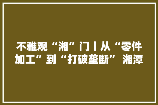 不雅观“湘”门丨从“零件加工”到“打破垄断” 湘潭这家往日“小作坊”何以逆袭？