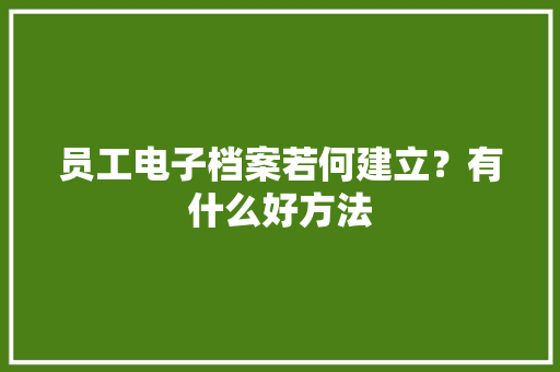 员工电子档案若何建立？有什么好方法
