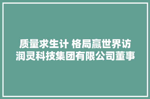 质量求生计 格局赢世界访润灵科技集团有限公司董事长王帅涛