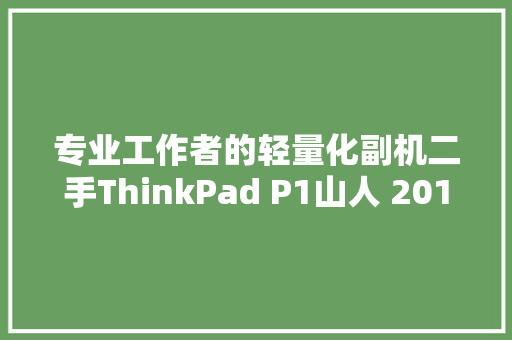 专业工作者的轻量化副机二手ThinkPad P1山人 2019款淘机攻略