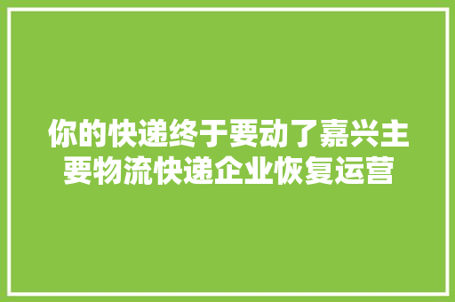 你的快递终于要动了嘉兴主要物流快递企业恢复运营