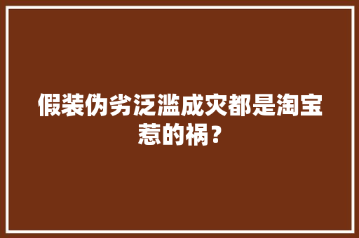 假装伪劣泛滥成灾都是淘宝惹的祸？