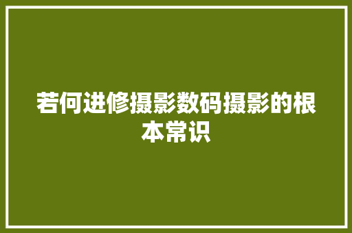 若何进修摄影数码摄影的根本常识 若何进修摄影数码摄影的根本常识 人工智能