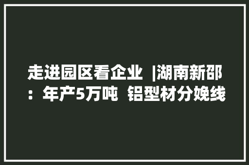 走进园区看企业  |湖南新邵：年产5万吨  铝型材分娩线首批产品成功下线 走进园区看企业  |湖南新邵：年产5万吨  铝型材分娩线首批产品成功下线 智能科技