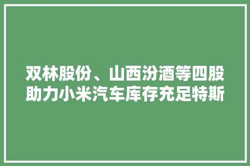 双林股份、山西汾酒等四股助力小米汽车库存充足特斯拉零件供应稳定东尼电子钨丝金刚线项目进入小批量分娩阶段