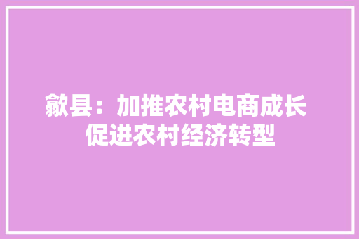 歙县：加推农村电商成长 促进农村经济转型 歙县：加推农村电商成长 促进农村经济转型 智能家居