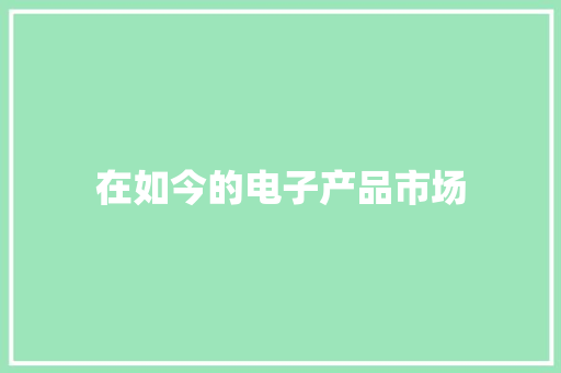 在如今的电子产品市场 在如今的电子产品市场 智能科技