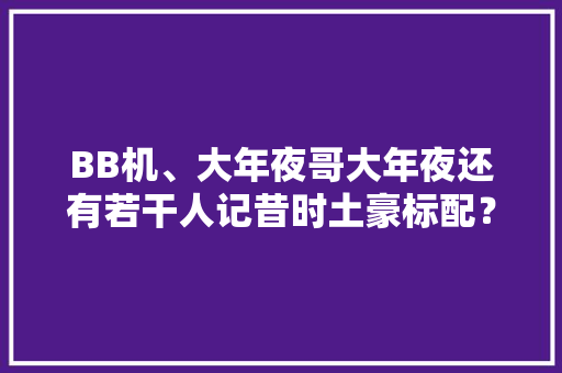 BB机、大年夜哥大年夜还有若干人记昔时土豪标配？如今卖10RMB都没人要