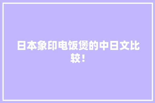 日本象印电饭煲的中日文比较！ 日本象印电饭煲的中日文比较！ 智能科技