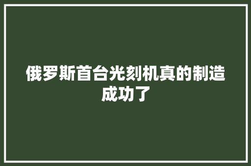 俄罗斯首台光刻机真的制造成功了