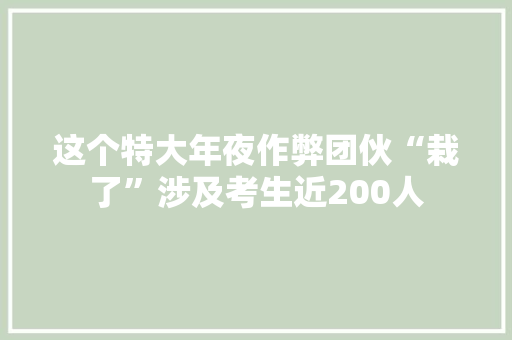 这个特大年夜作弊团伙“栽了”涉及考生近200人