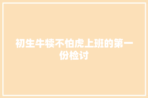 初生牛犊不怕虎上班的第一份检讨