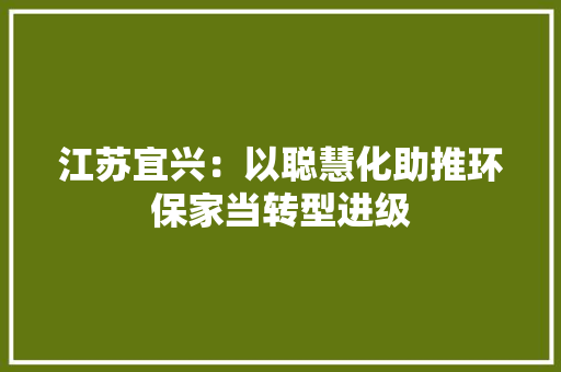 江苏宜兴：以聪慧化助推环保家当转型进级