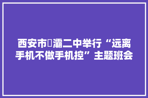 西安市浐灞二中举行“远离手机不做手机控”主题班会 西安市浐灞二中举行“远离手机不做手机控”主题班会 智能科技